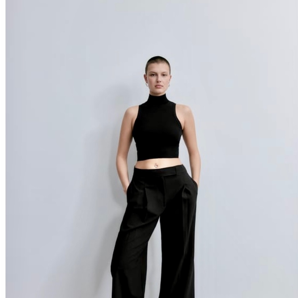 ZARA knit mock neck tank